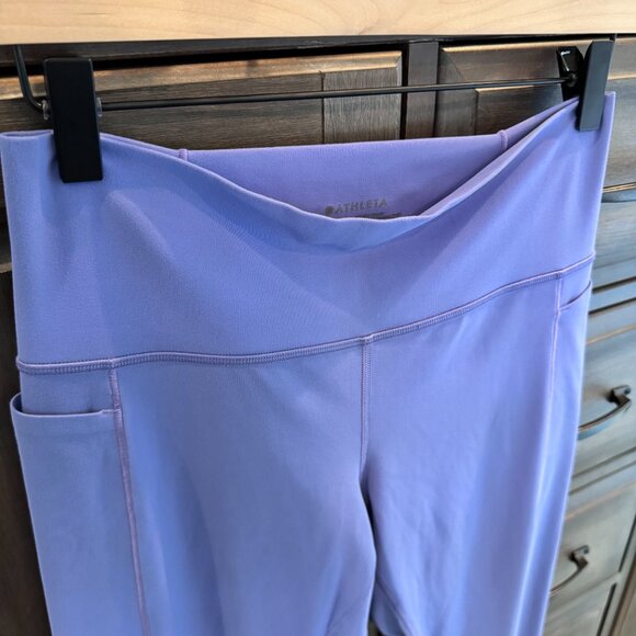 Athleta Transcend Stash Tight Leggings Purple Periwinkle L High Rise 7/8 Length - Picture 7 of 8